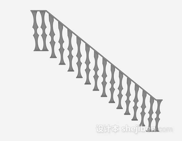 现代风格灰色楼梯栏杆3d模型下载
