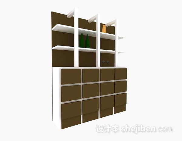 现代风格棕色家居展示柜3d模型下载