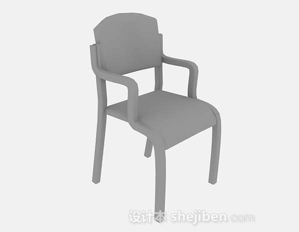 灰色木质家居椅3d模型下载