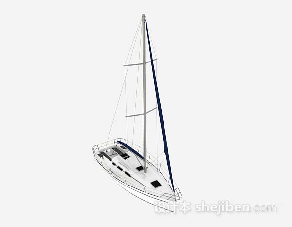 现代风格白色帆船3d模型下载