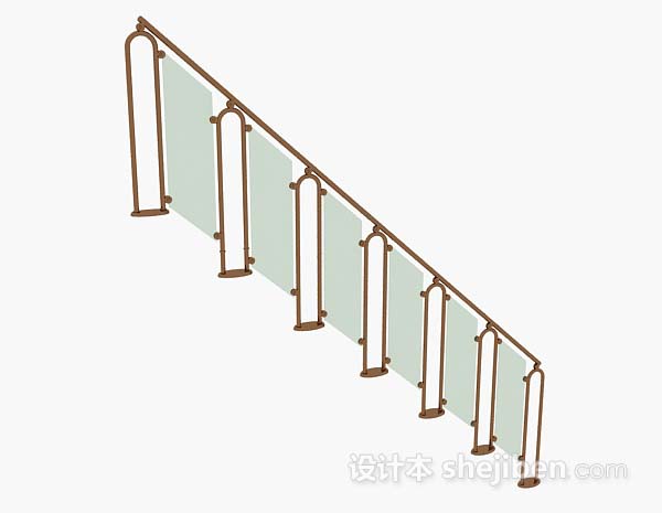免费棕色玻璃楼梯栏杆3d模型下载