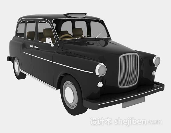 现代风格黑色复古小汽车3d模型下载