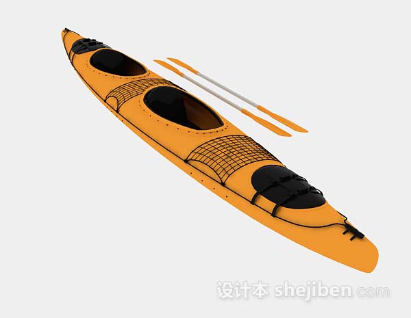 现代风格黄色双人划艇3d模型下载