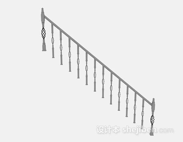 现代风格灰色楼梯栏杆3d模型下载