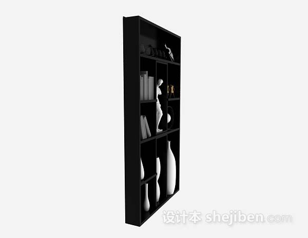免费黑色展示柜3d模型下载