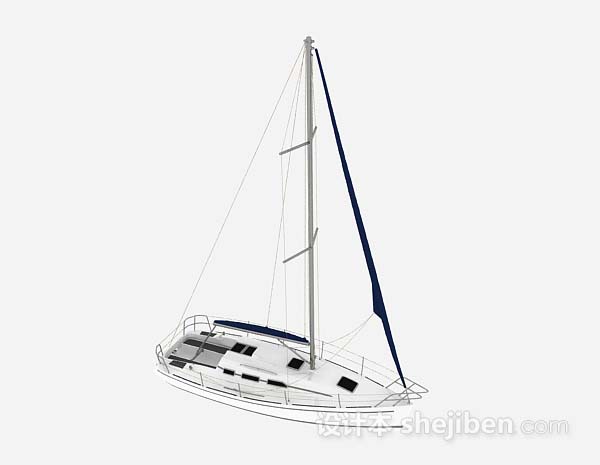 设计本白色帆船3d模型下载
