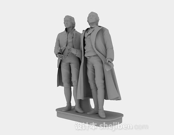 现代风格灰色人物雕塑品3d模型下载