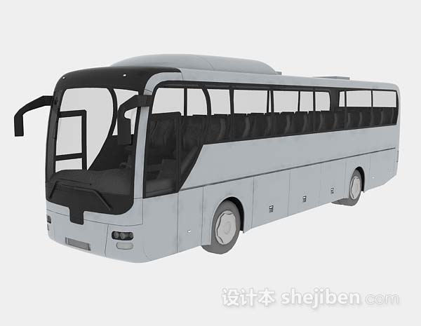 灰色大巴车3d模型下载