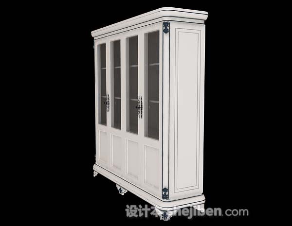 现代风格白色木质展示柜3d模型下载