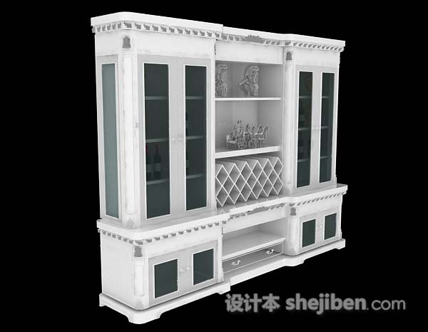 设计本白色家居展示柜3d模型下载