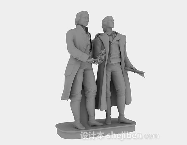 灰色人物雕塑品3d模型下载