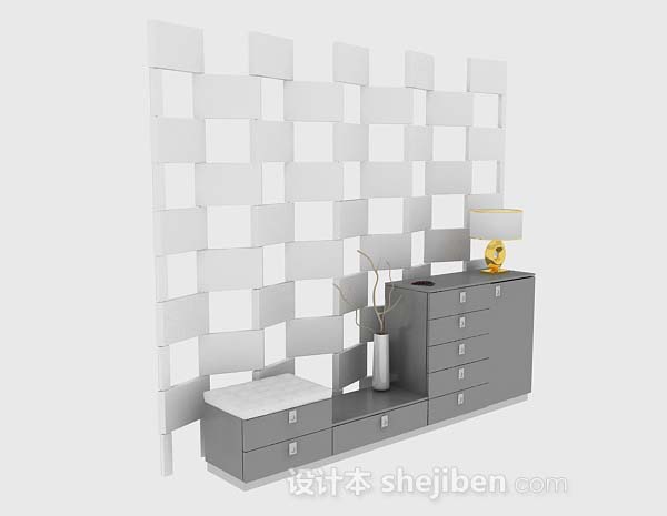 现代风格灰色家居厅柜3d模型下载