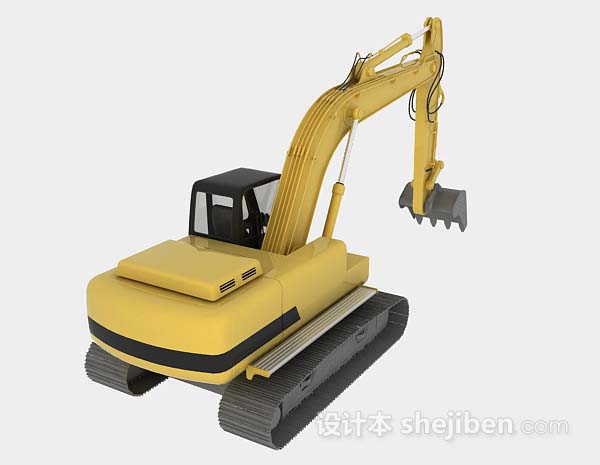免费黄色挖掘机3d模型下载
