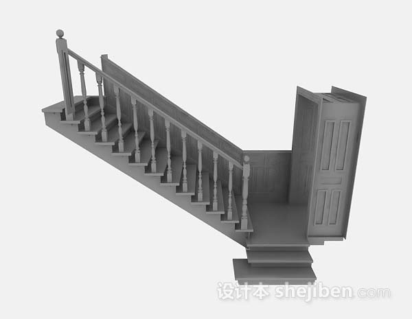 现代风格灰色玄关楼梯3d模型下载