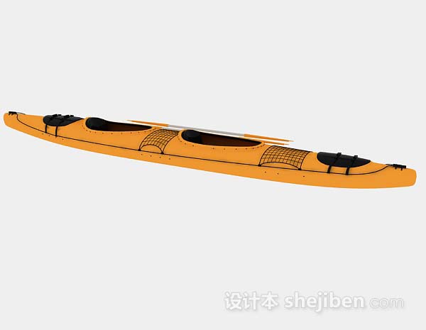 免费黄色双人划艇3d模型下载