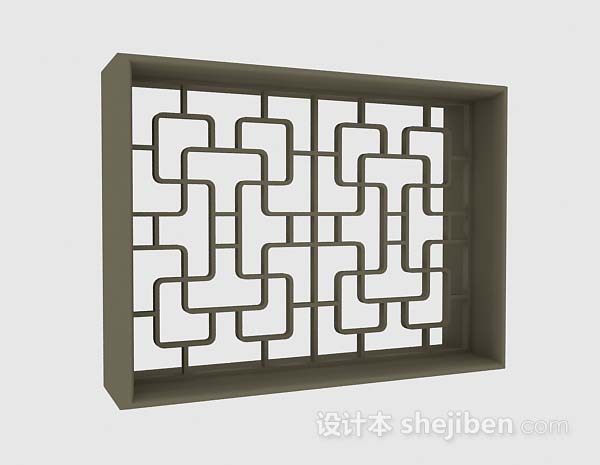 中式风格中式木质窗户3d模型下载