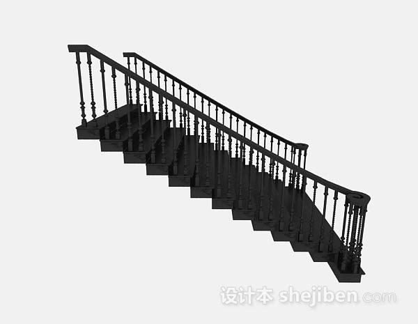 设计本黑色大楼梯3d模型下载