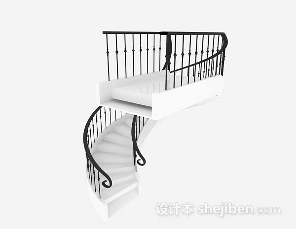 免费黑色旋转楼梯3d模型下载