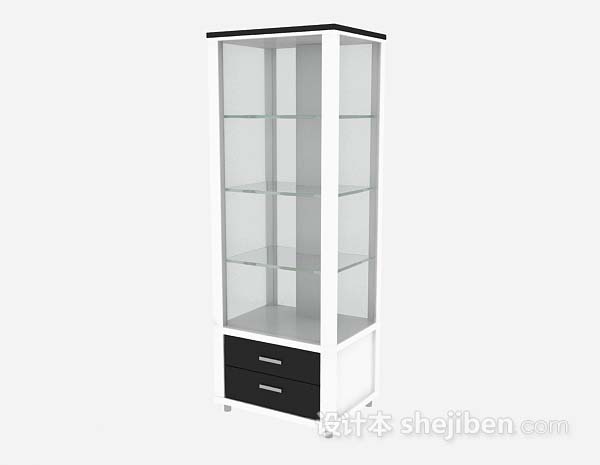 白色玻璃展示柜3d模型下载