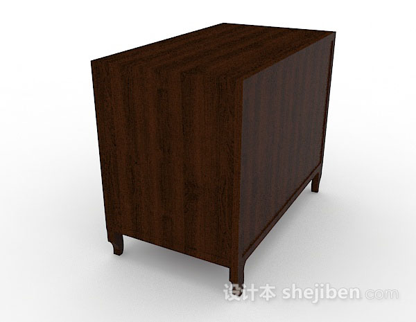 设计本深棕色木质玄关柜3d模型下载