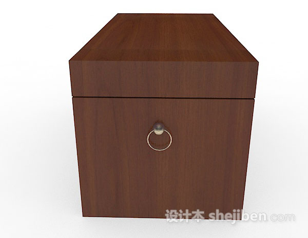 设计本中式棕色木质衣箱子3d模型下载