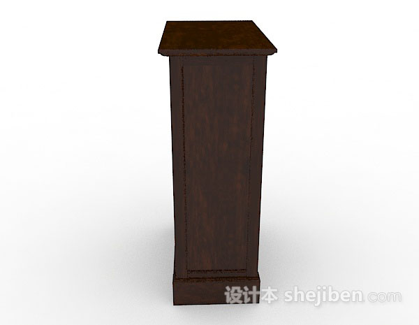 免费深棕色木质厅柜3d模型下载