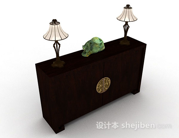中式棕色厅柜3d模型下载