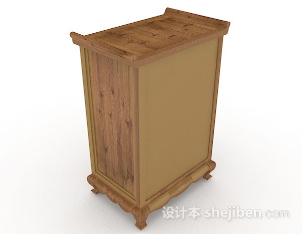 设计本中式木质黄色衣柜3d模型下载
