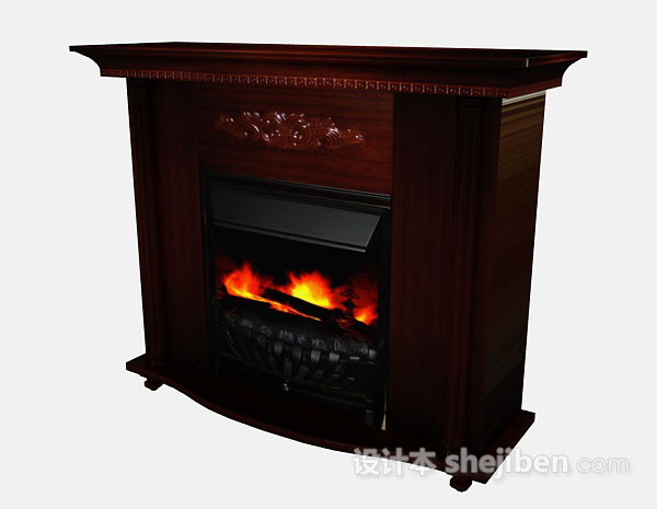 现代风格棕色壁炉3d模型下载