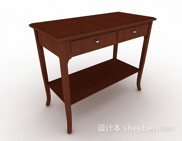 免费棕色木质书桌3d模型下载