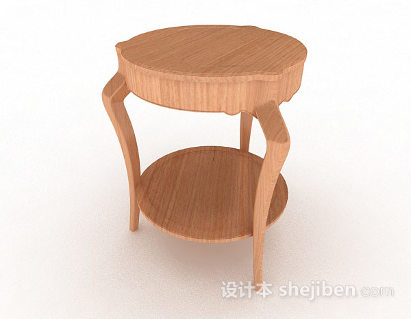 现代风格黄色圆形木质餐桌3d模型下载