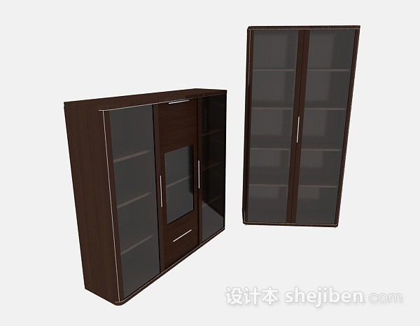 免费木质棕色展示柜3d模型下载