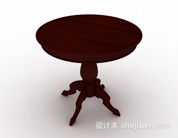 中式风格木质深棕色餐桌3d模型下载