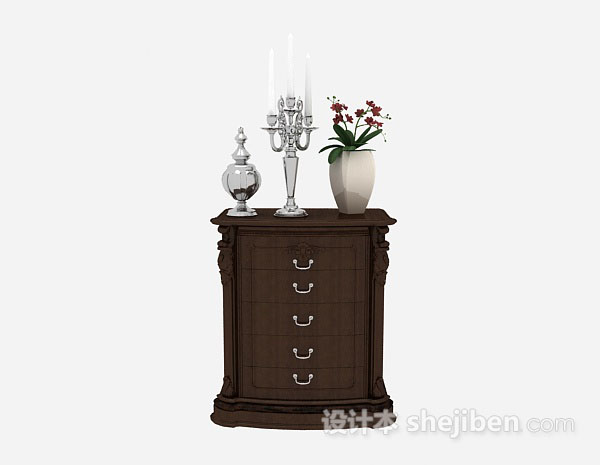 欧式风格欧式复古木质厅柜3d模型下载