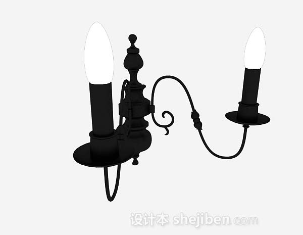 现代风格黑色烛台壁灯3d模型下载