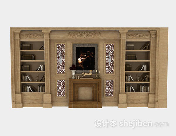 欧式书柜3d模型下载