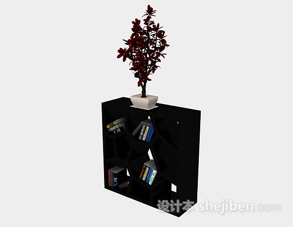 免费黑色小书柜3d模型下载