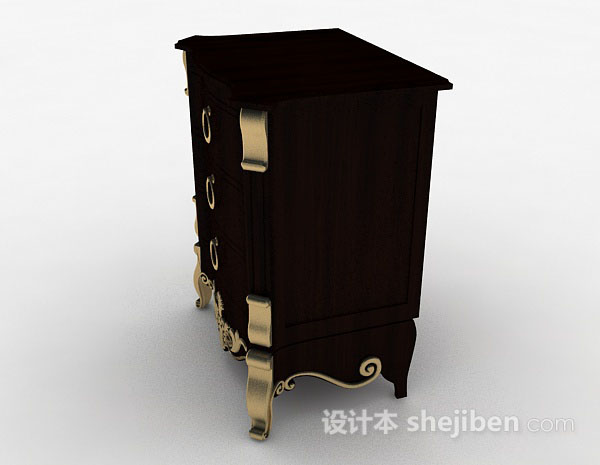 免费欧式棕色床头柜3d模型下载
