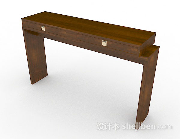 免费棕色木质个性书桌3d模型下载