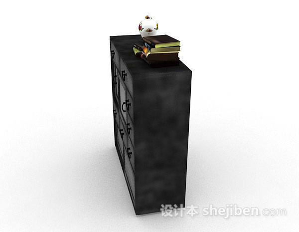 设计本黑色存储柜3d模型下载