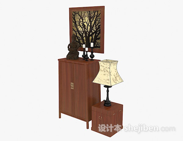 现代风格木质装饰厅柜3d模型下载