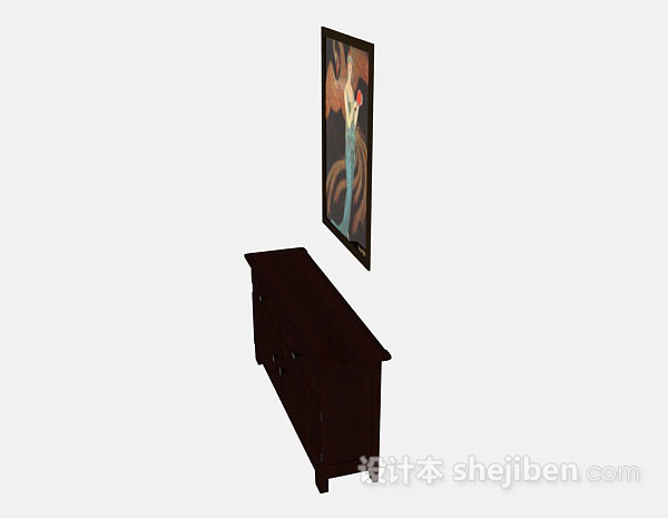 免费木质棕色厅柜3d模型下载