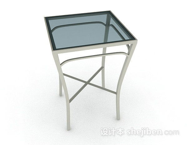 免费蓝色方形玻璃餐桌3d模型下载