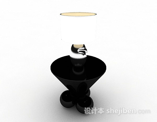 黑色圆茶几3d模型下载