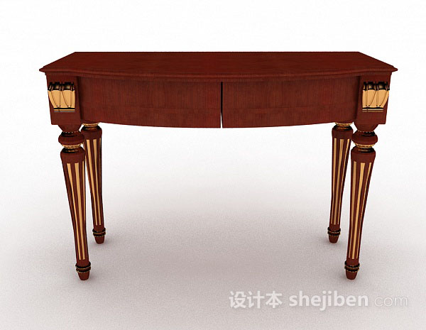 现代风格木质棕色书桌3d模型下载