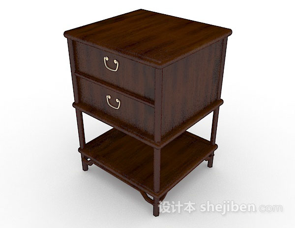 现代风格木质床头柜3d模型下载