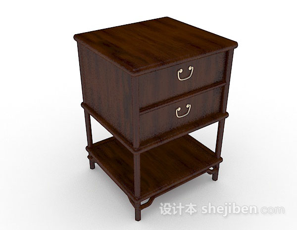 木质床头柜3d模型下载