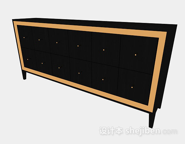 黑色木质电视柜3d模型下载