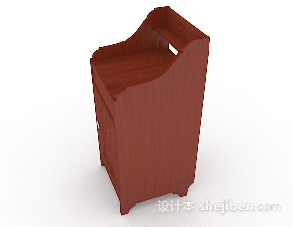免费红棕色木质床头柜3d模型下载