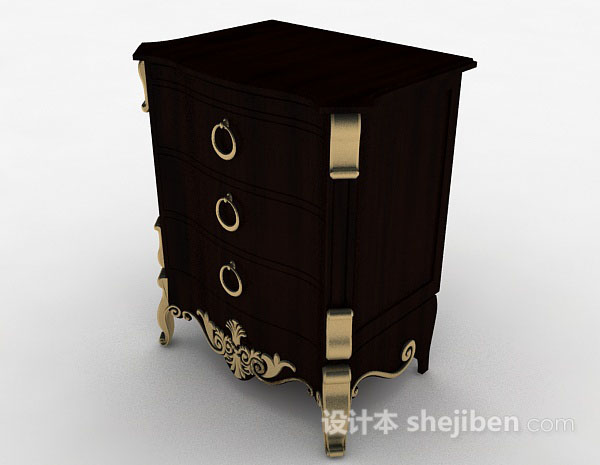 欧式风格欧式棕色床头柜3d模型下载